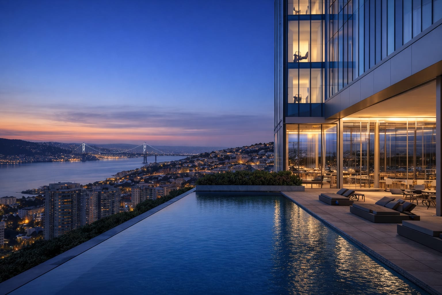 Luxury penthouse with city skyline